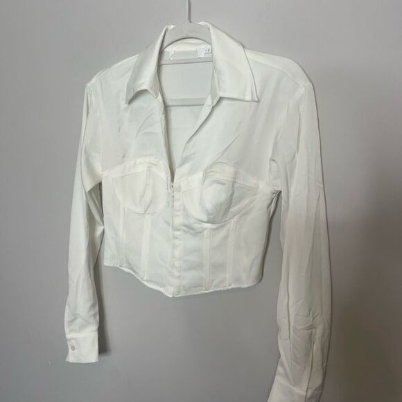 ASTR the Label JOREE COLLARED LONG SLEEVE CORSET TOP NWOT - Picture 7 of 10